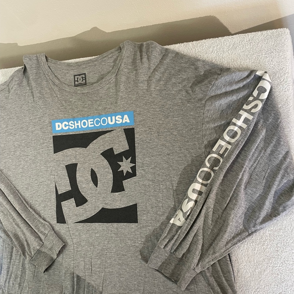 DC Gray and Blue Long Sleeve Tee